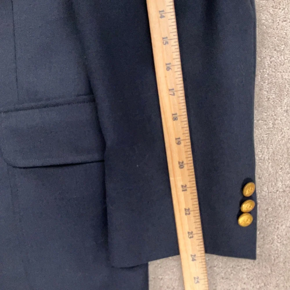 Stafford Blazer Mens 46S Navy Blue Gold Button Wool Preppy Traditional 2-Button